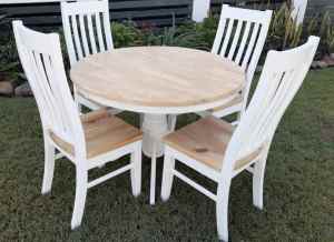 Refurbished timber dining table and chairs