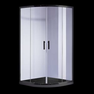 100 x 100cm Rounded Sliding 6mm Curved Shower Screen with Base in Bla