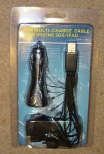 USB Multi-Charge Cable For iPhone 3GS/iPad   - Stock Clearance Pr