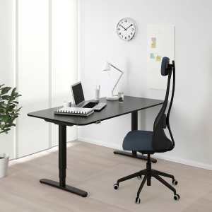 Electric standing sitting desk 1600x800mm - Black Ash