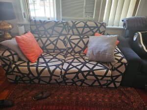 Unique patten Double seater couch and single recliner