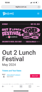 3x Fisher - Out 2 Lunch GA tickets