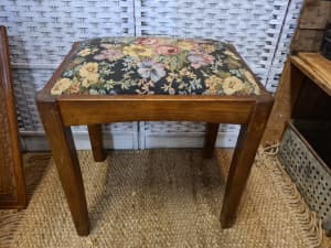 Vintage Oak timber stool seat for dressing table dresser