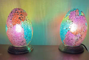 Mosaic egg lamp x2