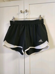 Adidas running activewear shorts in black and white