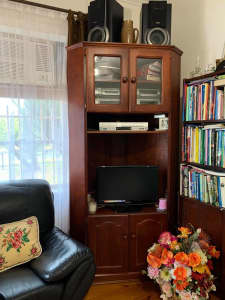 TV CABINET-CORNER-SOLID WOOD-IN EXCELLENT CONDITION