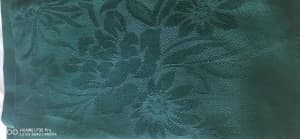 Christmas green table clothe 178cm round with 6 napkins cotton damask 