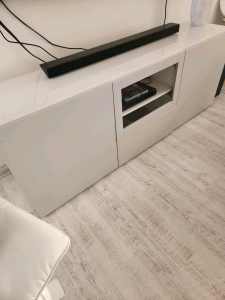 TV unit good used condition, white/grey modern 