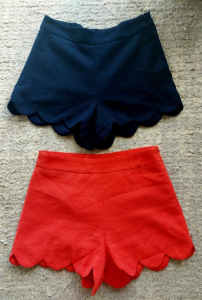 2 x Scallop Hemmed Shorts, Sold as a pair