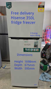 Free delivery Hisense 350L fridge 3Energy stars rating Works fine