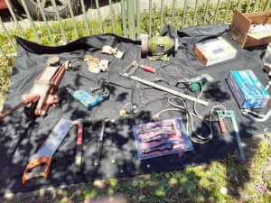 Tools, hammers, clamps, machinery, etc.