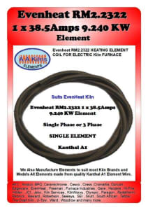 Evenheat RM2.2322  1 x 38.5Amps 9.240 KW Kiln Element