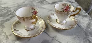 Royal Crown Derby footed espresso size tea cup and saucer x 2