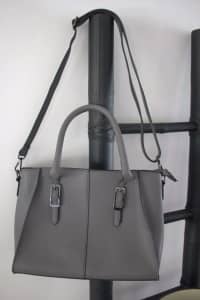 Grey handbag with detachable shoulder strap