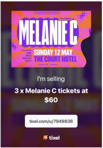 Tickets to spice girl Mel C