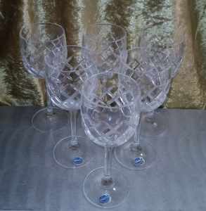 BOHEMIA CRYSTAL WINE GLASSES 