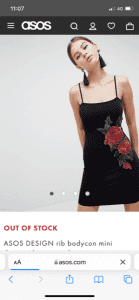 Asos black dress with flower embroidery
