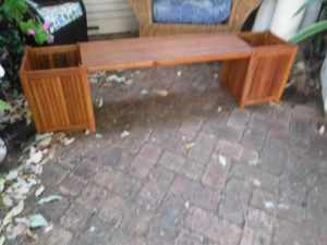 Wooden Garden Bench with two side Planters