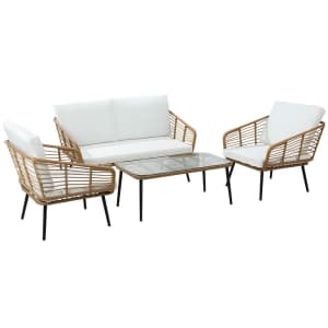 Gardeon Outdoor Furniture Sofa Set 4 Piece Rattan Lounge Set Table
