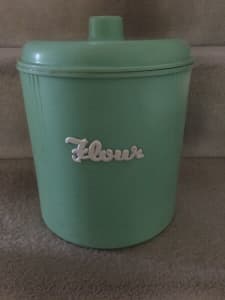 Large Vintage retro eon green rice canister