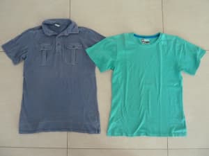 Boys: 2x Various T-shirts. Size: 16yrs. Shock Resistant: Blue/green.