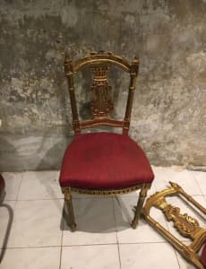 Gilt ornate Chairs Moulin Rouge set prop x2