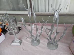 3 metal branch and leaf display pieces