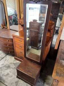 Antique floor dresser with full length mirror