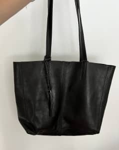 Colorado Tote Bag Black Genuine Leather large capacity tote shopper