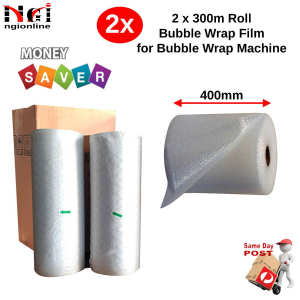 2x 300M PERFORATED PLASTIC FILM ROLL FOR BUBBLE WRAP PACKING MACHINE