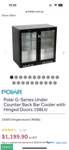 Polar commercial 2 door glass front beer fridge