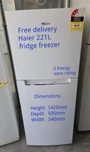 Free delivery Haier 221L fridge 3stars energy rating Works fine