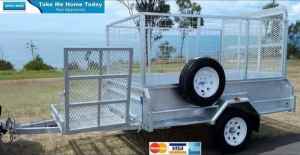LOW STOCK! 8x5 Galvanised Lawnmower Tilt Trailer 900mm Cage Mower Pad