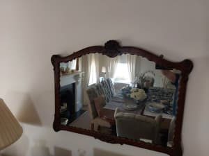 Art deco wooden framed mirror