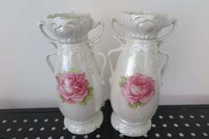 Antique Porcelain Vases with Rose amphora shaped