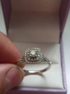 Engagement ring bridal set 1.18 carat 14kt white gold