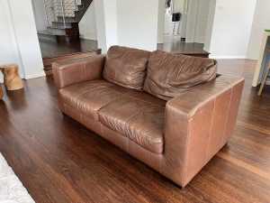 Premium quality brown leather lounge