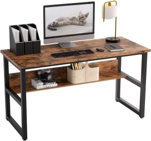 Wowmart Metal Wooden Computer Desk Study Office Storage Study Table