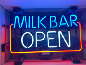 Milk bar open - genuine neon sign
