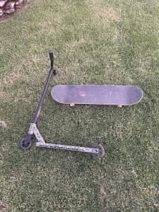 scooter and skateboard