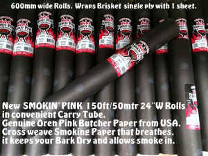 PINK BUTCHER PAPER ROLL 600MM 24 W. 1 sheet wraps brisket single ply!