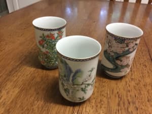 Three Franklin Mint Japanese Tea Cups (Flower Blossoms) $20 each