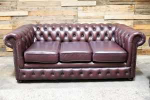 Moran 3 Seater Leather Chesterfield. Excellent Condition