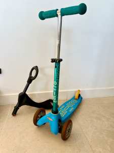 Mini Micro Deluxe Blue Kids Scooter With Seat