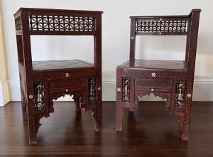 Pair of hand-crafted, antique Middle-Eastern chairs