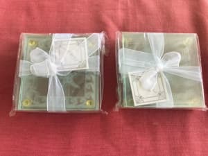 NEW - 2x Clear Glass x4 Coaster Sets - $09 (each)