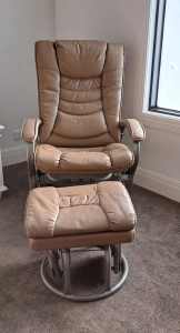 Velcro Baby leather glider chair with ottoman very good condition 
