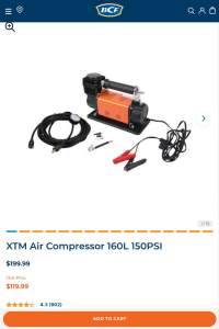 NEW XTM 4WD Air Compressor 160L 150PSI 160 Liter p min 4x4 Camping