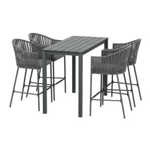Gardeon 5-Piece Outdoor Bar Set Dining Table Rope Chair Patio Bistro