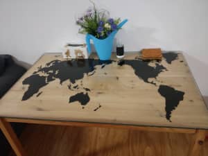 IKEA dinning table plus World Map glass table top